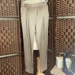 Offer … Anne Klein Collection linen pants pleated crossover waist pocket size 2